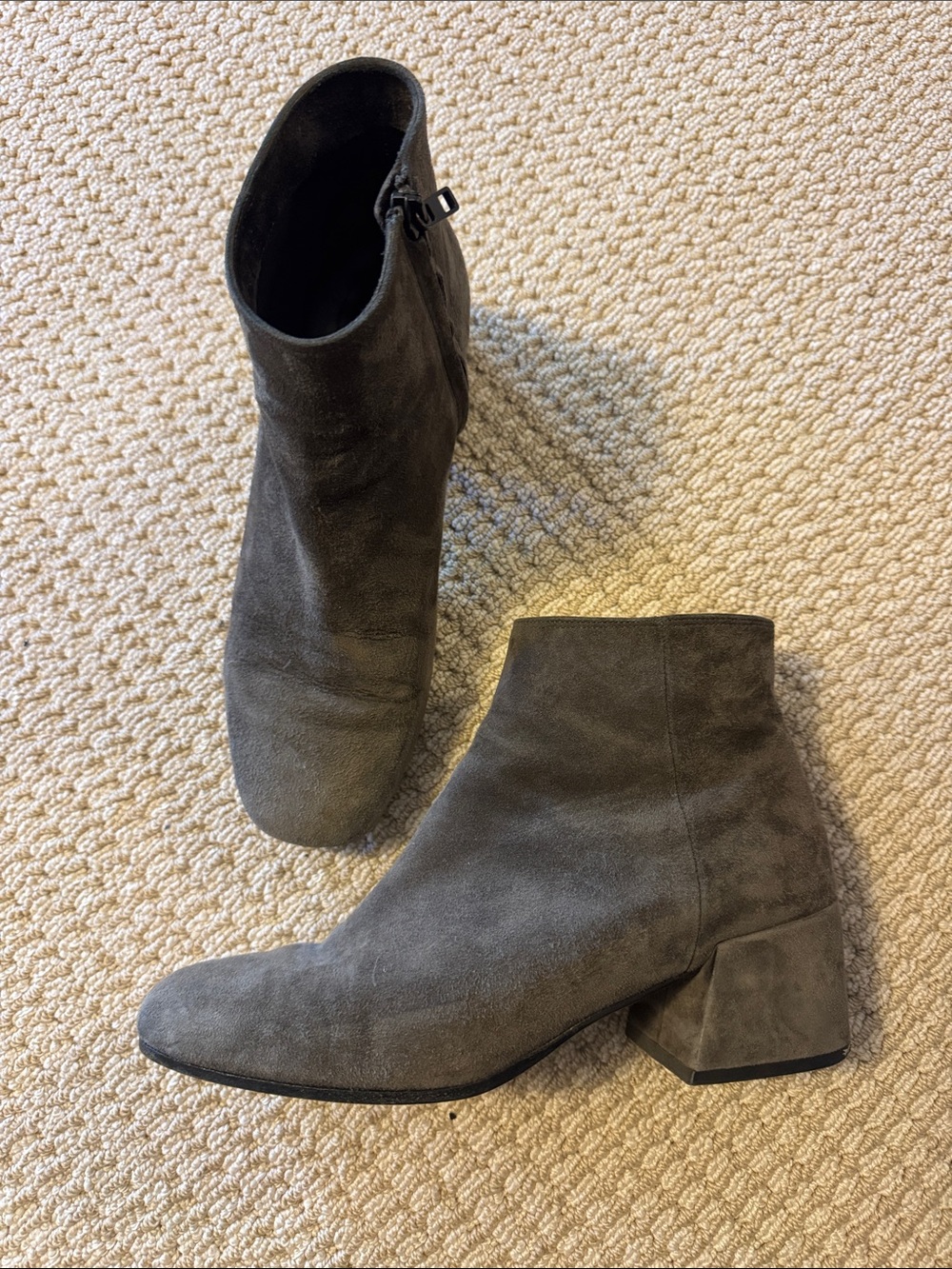Vince Suede Ankle Boots in Charcoal Gray